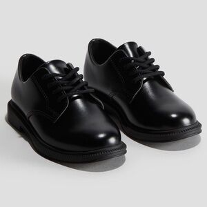 H&M Derby Shoes, Boys Holiday Dress Shoes, Vegan Leather, Black, size 7.5